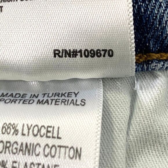 Agolde Nico Slim High Rise Jeans Womens Size 25 Blue Distressed Slits Button Fly - Picture 14 of 16